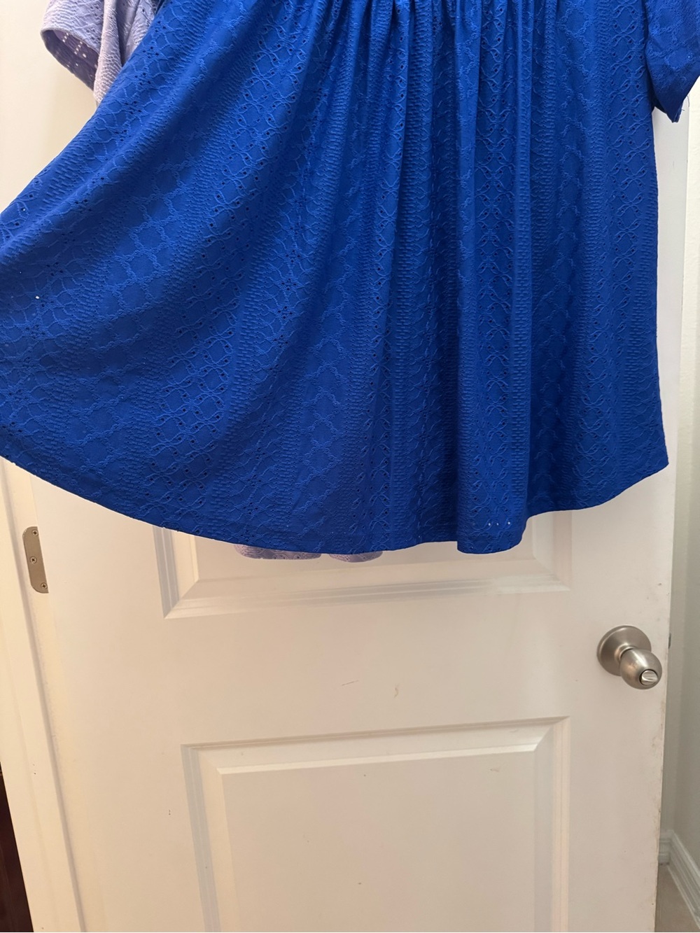 Your Style tops, short sleeve scoop neck eyelet design lavender & royal blue 3x - Picture 5 of 11